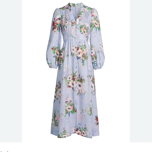 Zimmermann Dresses & Skirts - Zimmermann Floral Long Sleeve Dress - Light Blue and Pink size 2 (6
US)